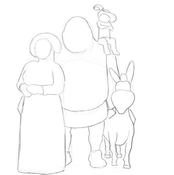 Шрек рисунок пошагово