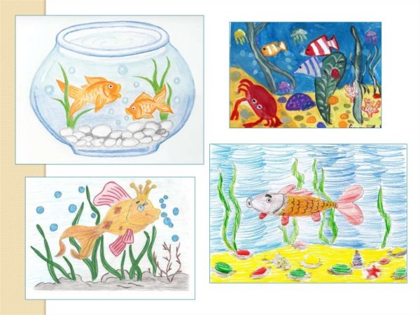 Рисование рыбки в аквариуме