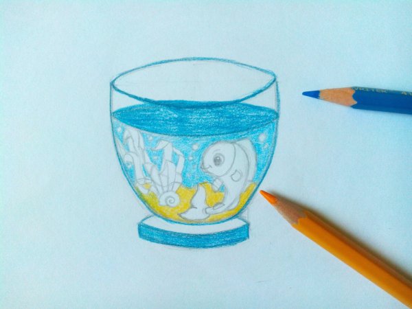 Поэтапное рисование аквариум