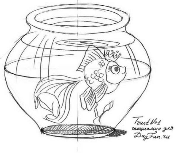 Аквариум с рыбками рисунок