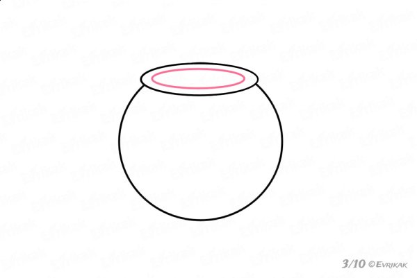 Поэтапное рисование аквариума с рыбками