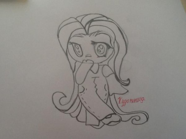 Флаттершай пошагово рисунок