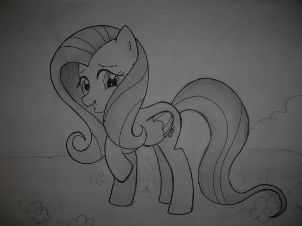 Флаттершай чертежная схема рисунок