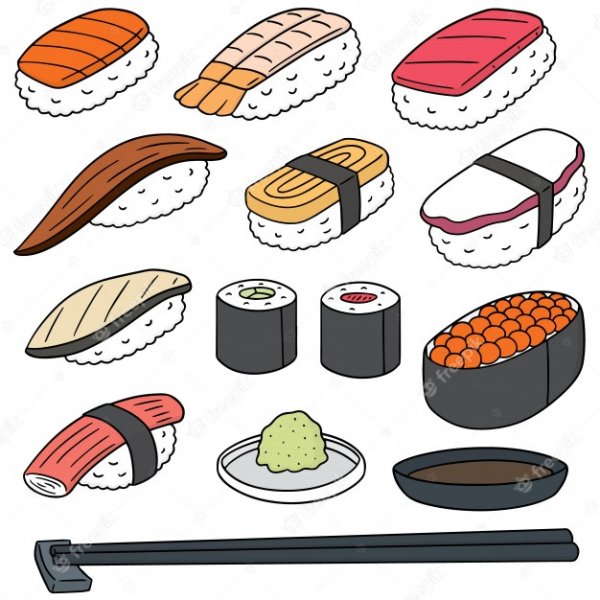 Поэтапный рисунок суши