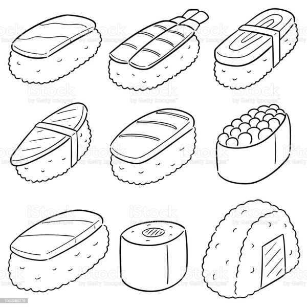 Раскраска суши роллы