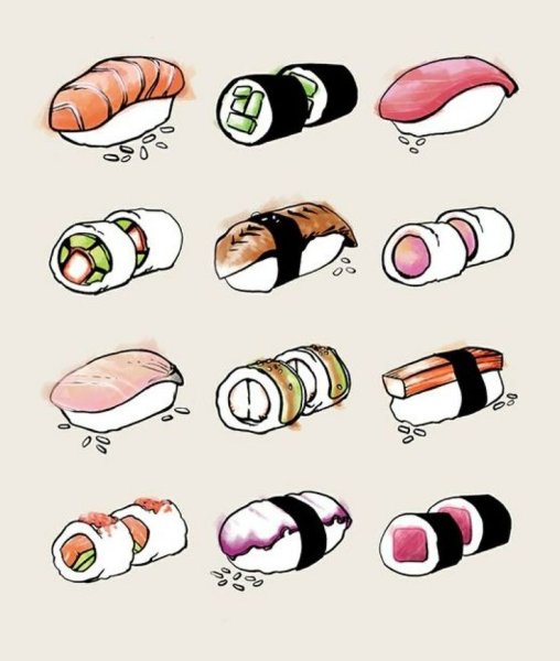 Роллы нарисованные