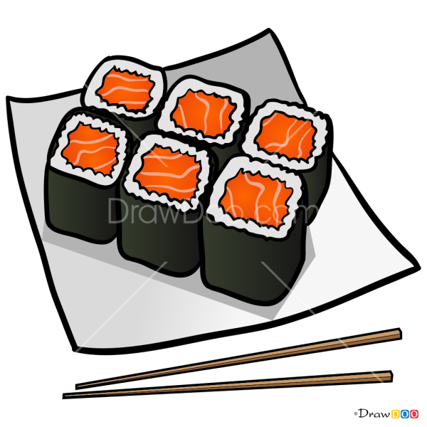 Нарисовать суши и роллы легко