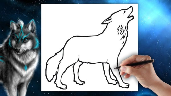 Рисуем волка с детьми