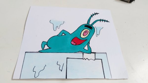 Планктон из губки Боба рисунок карандашом милый