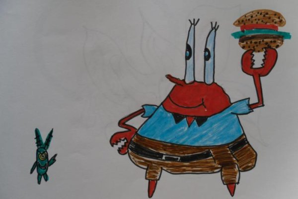 Планктон и Мистер Крабс как рисовать