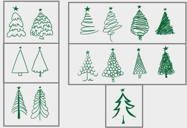 Пошаговое рисование елки