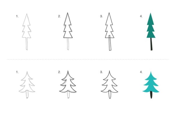 Рисование елки поэтапно