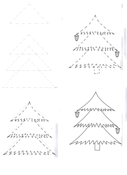 Шаговый рисунок елки