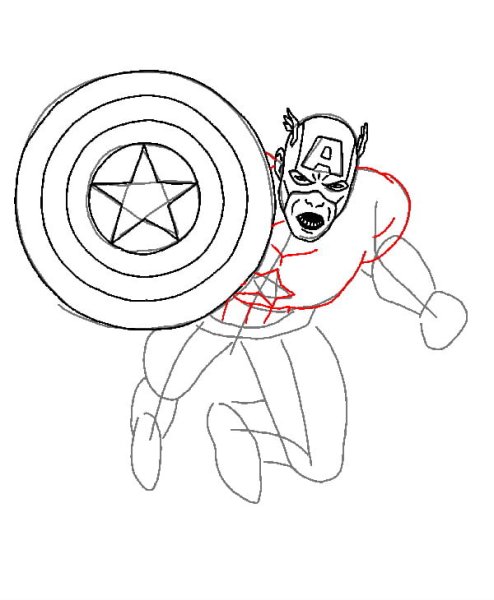 Поэтапное рисование капитана Америки