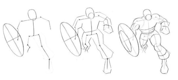 Поэтапное рисование капитана Америки