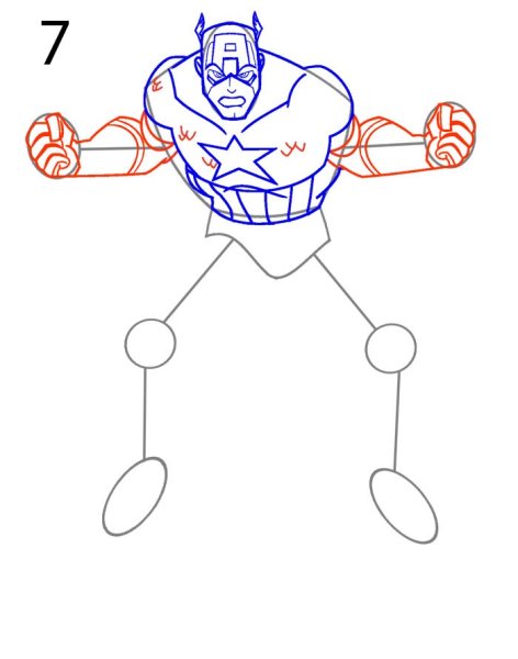 Поэтапное рисование капитана Америки