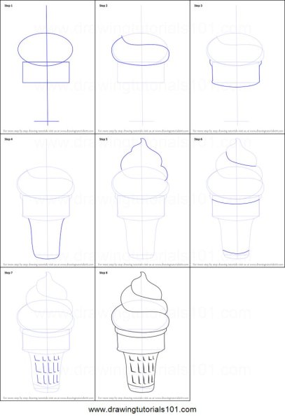 Мороженое поэтапно карандашом