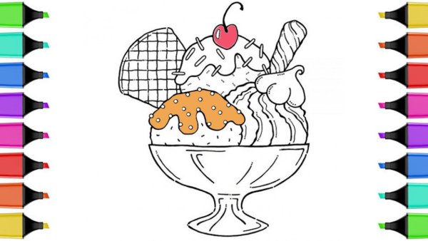 Мороженое раскраска для детей