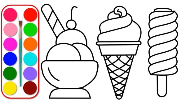 Раскраски мороженое и пирожное