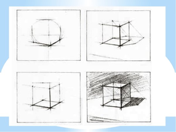 Куб в перспективе поэтапное рисование