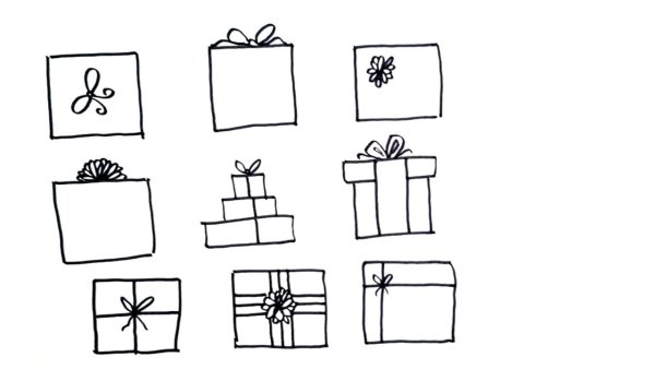 Коробки подарков рисование пошагово