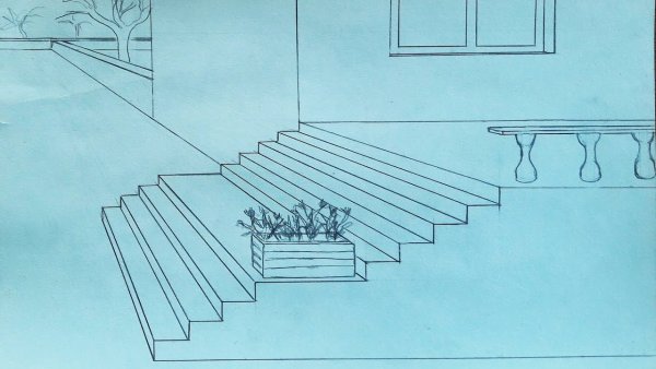 Ступеньки сбоку в перспективе