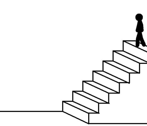 Фронтальная перспектива лестницы построение