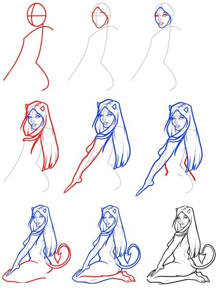 Этапы рисования рыбки