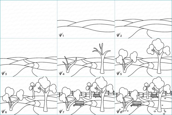 Поэтапное рисование одуванчика