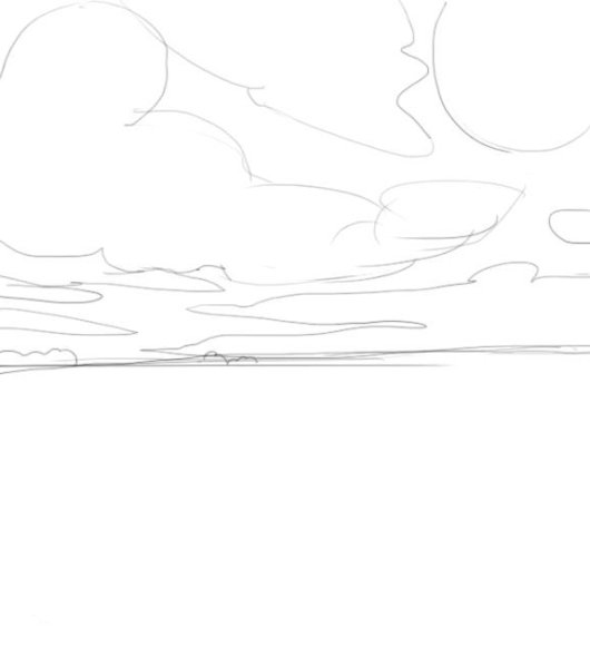 Поэтапное рисование пейзажа