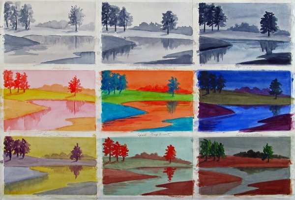 Летний пейзаж акварелью