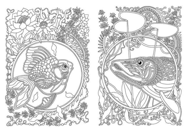 Мандала рыбы раскраска