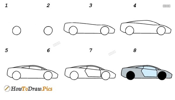 Рисунки для срисовки машины лёгкие