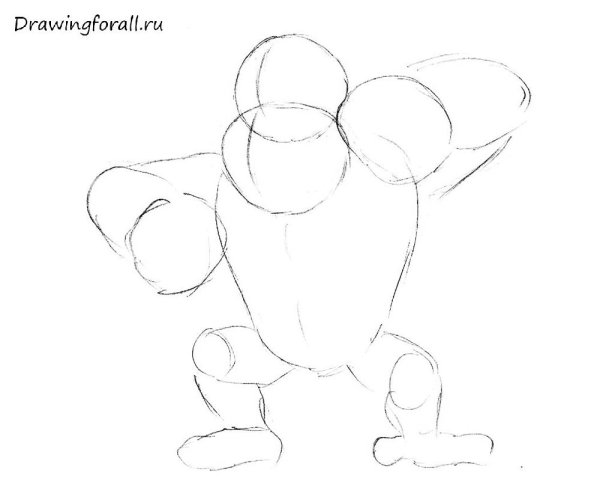 Горилла рисунок поэтапно