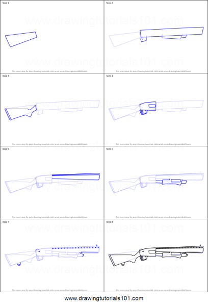Рисунок ружья поэтапно