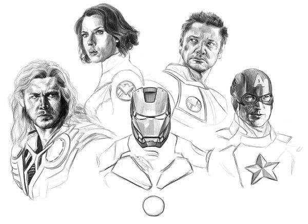 Мстители рисунок карандашом