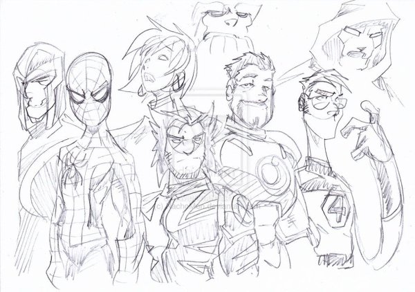 Скетчи персонажей комиксов