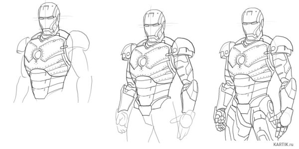 Рисунки для срисовки Марвел Железный человек