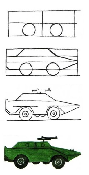 Рисование военные машины