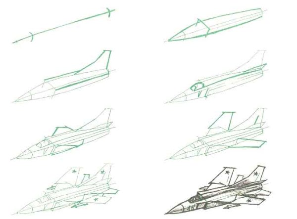 Поэтапное рисование самолета