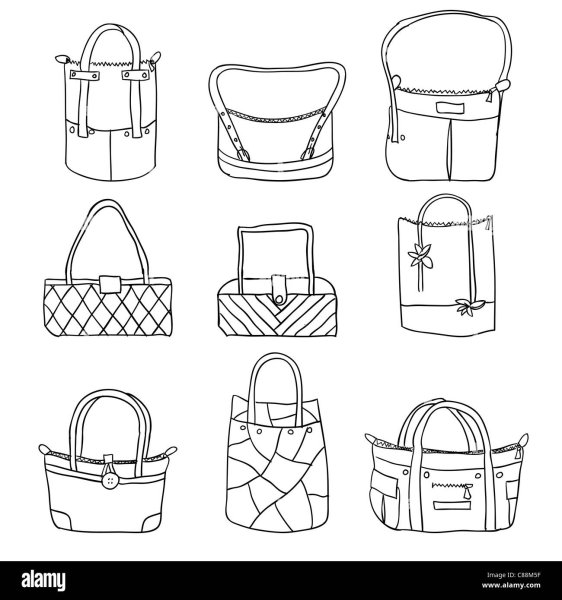 Рисунки сумок поэтапно легко для начинающих