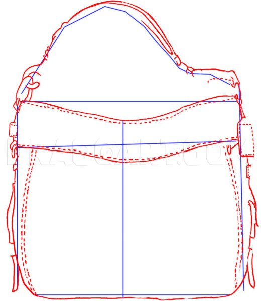 Рисунок на сумке волна поэтапно