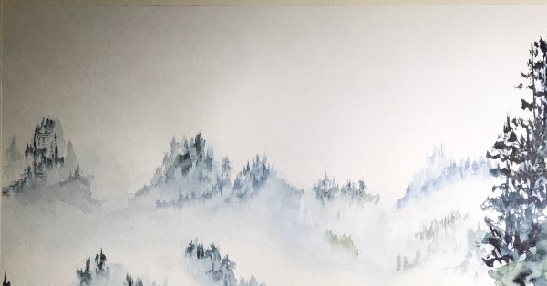 Пейзаж пошагово карандашом