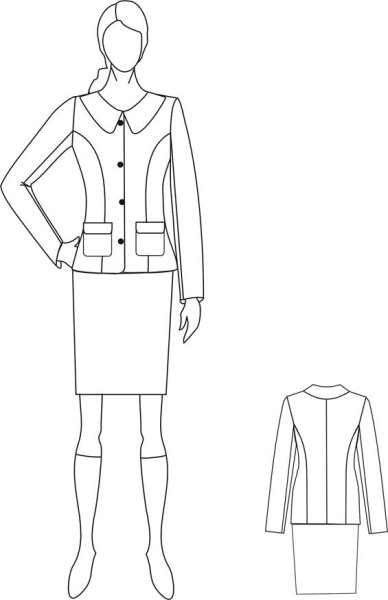 Технический эскиз женского костюма