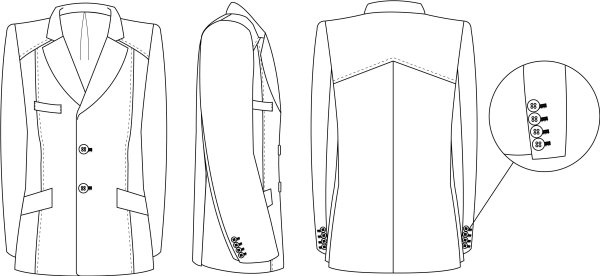 Технический эскиз мужского пальто