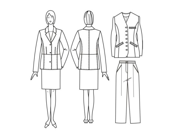 Мужской костюм вид спереди и сзади