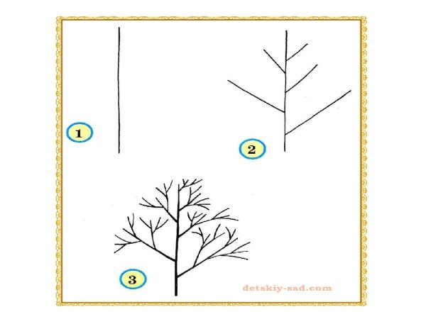 Поэтапное рисование дерева