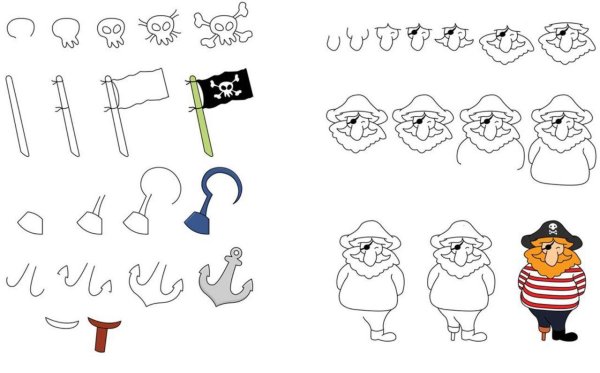 Пираты рисунок красками