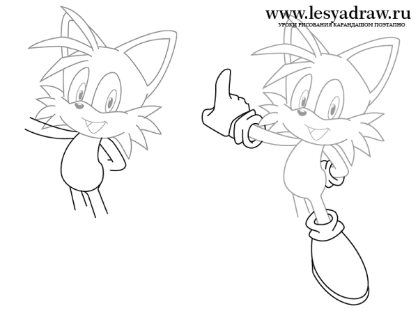 Тейлз рисунок карандашом