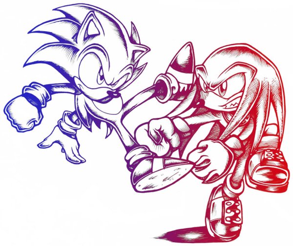 Раскраска Соник Тейлз и НАКЛЗ